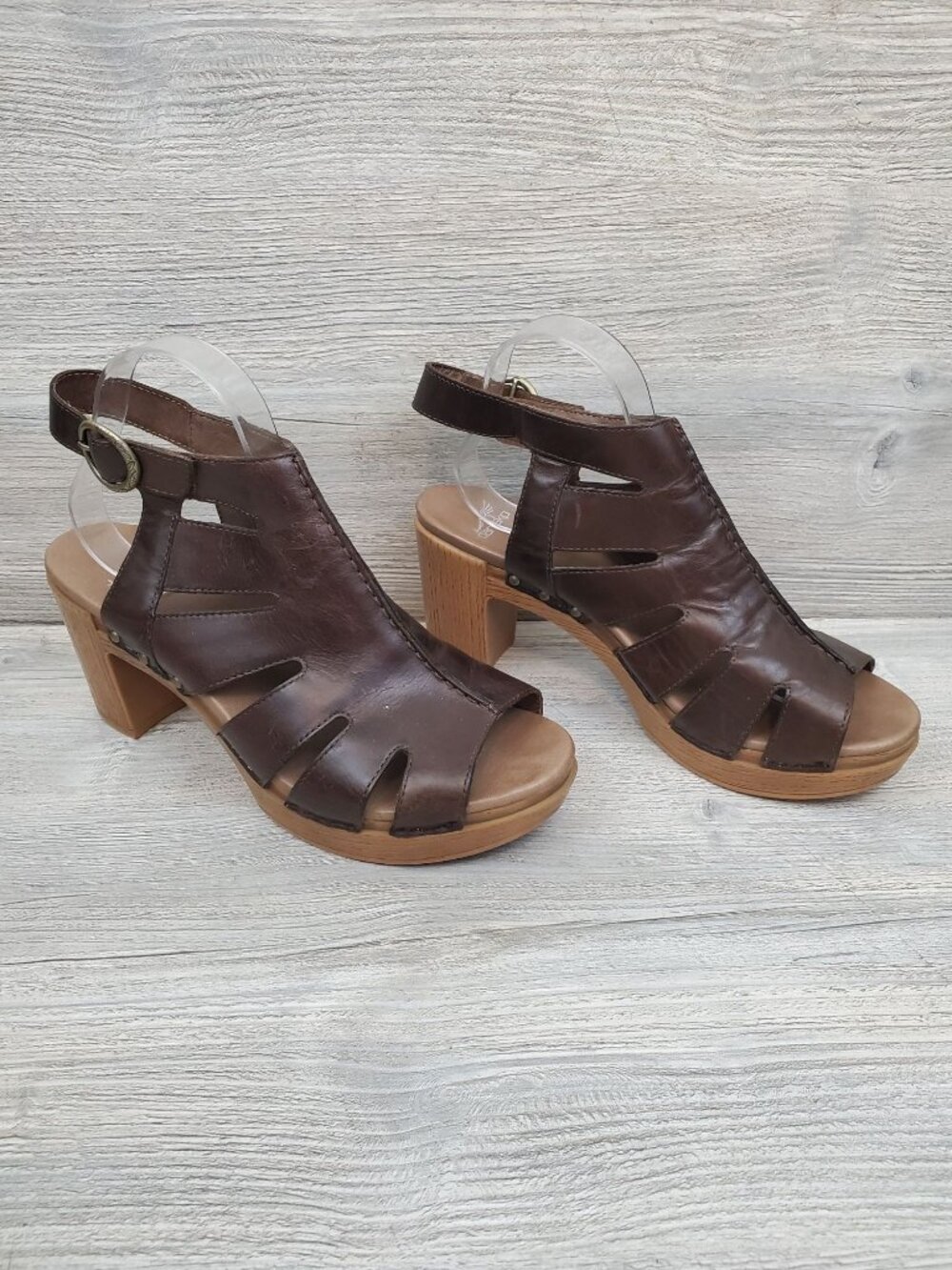 Dansko Demetra platform peep-toe sandals, block heel, adjustable strap
